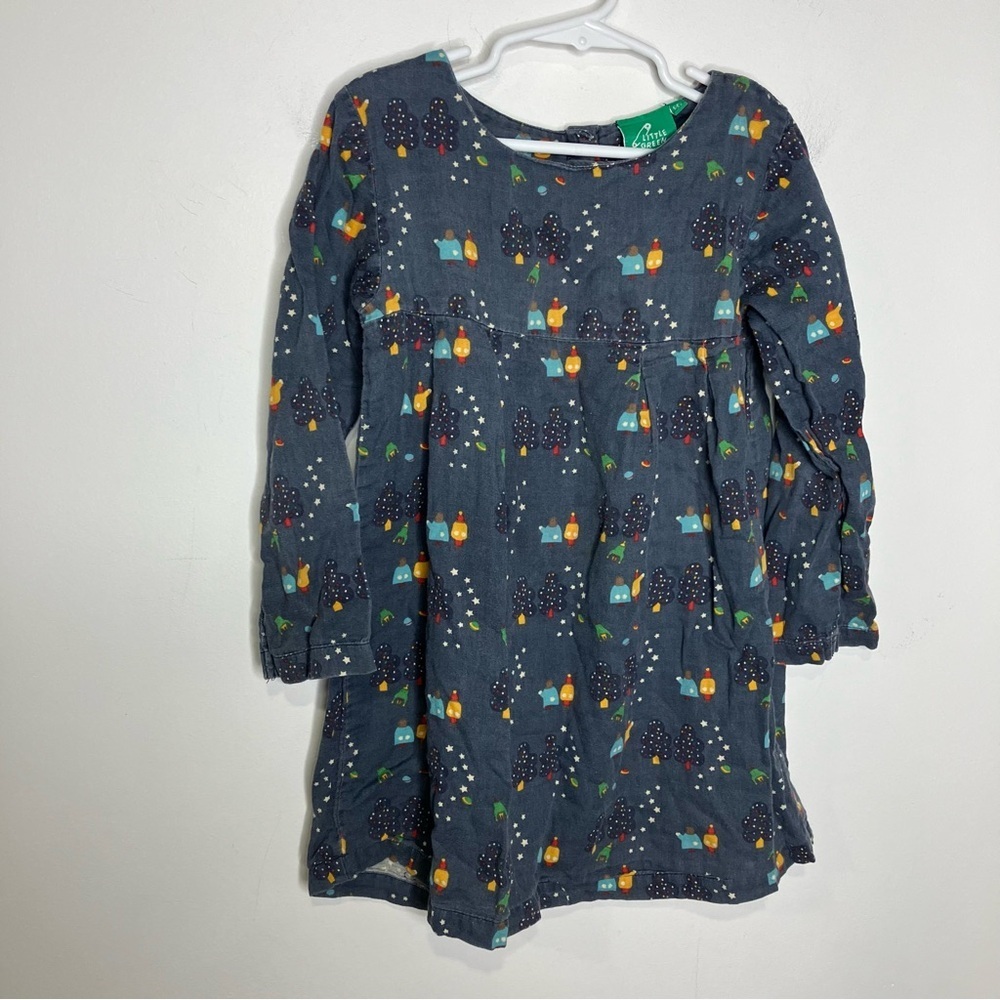 Little Green rascals Nighttime forest print dress 5/6 yrs girls organic cotton